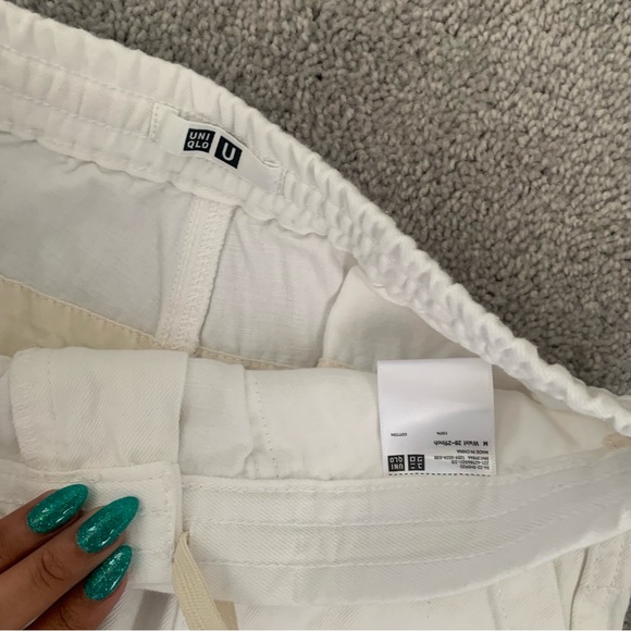 EUC UNIQLO WHITE WIDE LEG COTTON PANTS - Picture 2 of 2